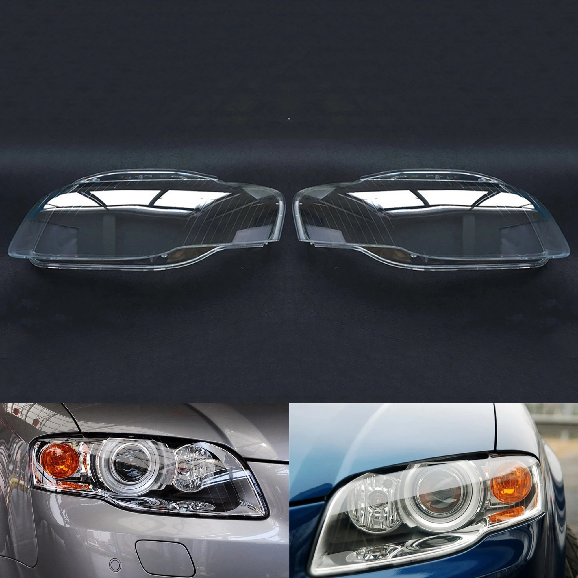 Для Audi A4 B7 2006 2007 2008 прозрачный автомобильный чехол для фары, объектив, Прозрачный передний авто корпус - Цвет: A Pair