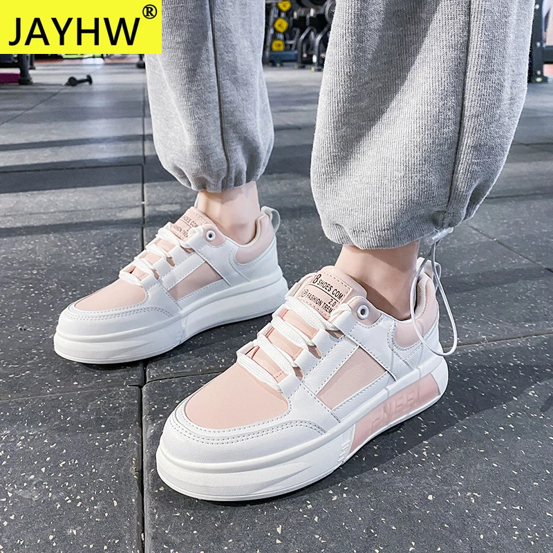 

JAYHW New Arrival Women'S Platform Shoes Rubber Sole.White.Pink.Black Low Shoes.Non Slip Comfort Casual Shoes Chunky Sneakers