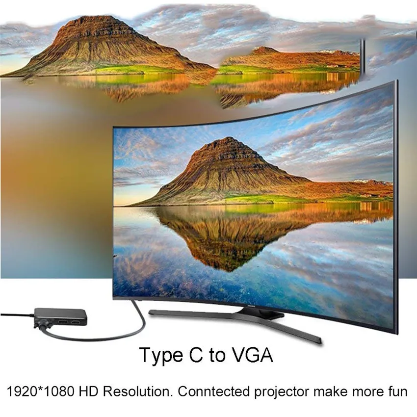 Конвертер USB C на HDMI 4K VGA DP DVI адаптер для Macbook Dell док станция Thunderbolt 60 Гц|Адаптеры