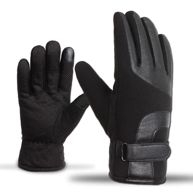 

2020 Men's Gloves Leather Winter Touch Mittens Anti Slip Screens Thermal Glove Hand Warmer Gloves Men gants Guantes handschoenen