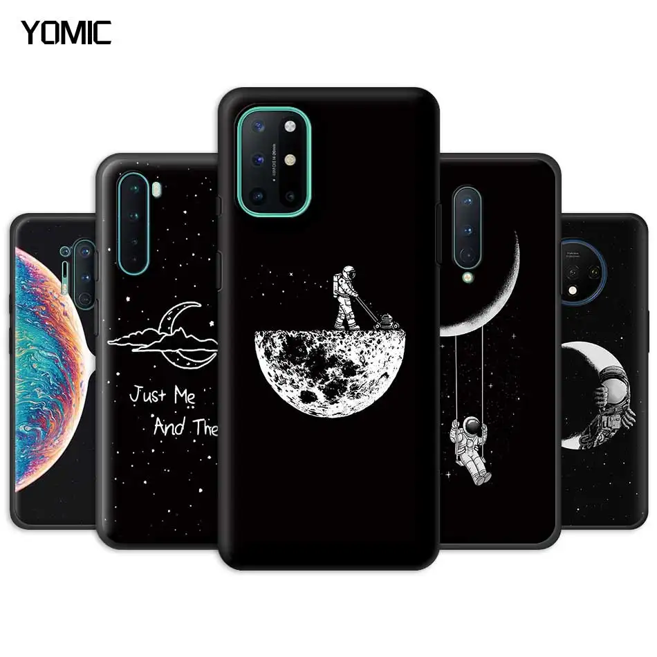 

Space Moon Case for OnePlus 8 Nord N10 N100 8T 7 7T Pro 5G Z Black TPU Cover for 1+ 8Pro NordN10 Soft Phone Coque