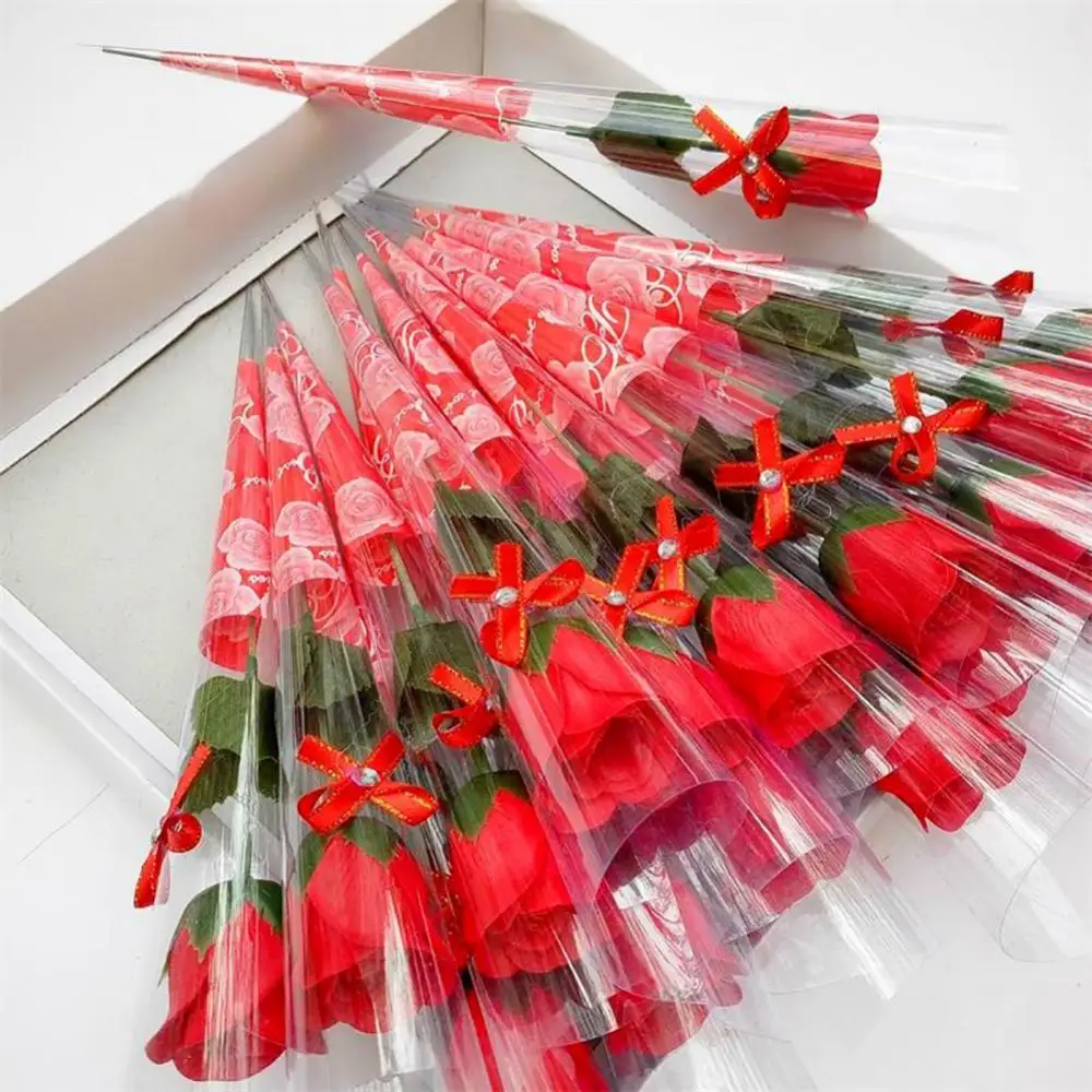 Creative 10 Pcs Single Stem Artificial Rose With Plastic Packaging Soap Made Flowers Valentine's Day Gift Birthday Party Decorat | Дом и
