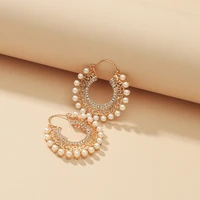 new ins gold pearl beads drop earrings for women bohemain pendientes indian palace statement jhumka earring party jewelry gift