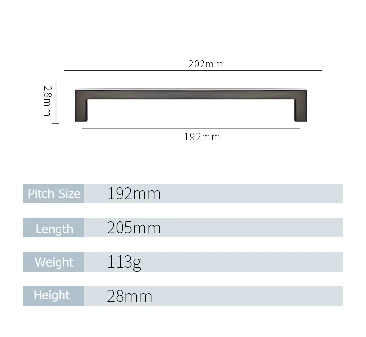 Dark grey-192mm Современные Высокое качество золото, цинк мебели сплава дверная ручка, шкафчик ручки и ручки выдвижных ящиков Кухня кабинет ручки - Цвет: Dark grey-192mm