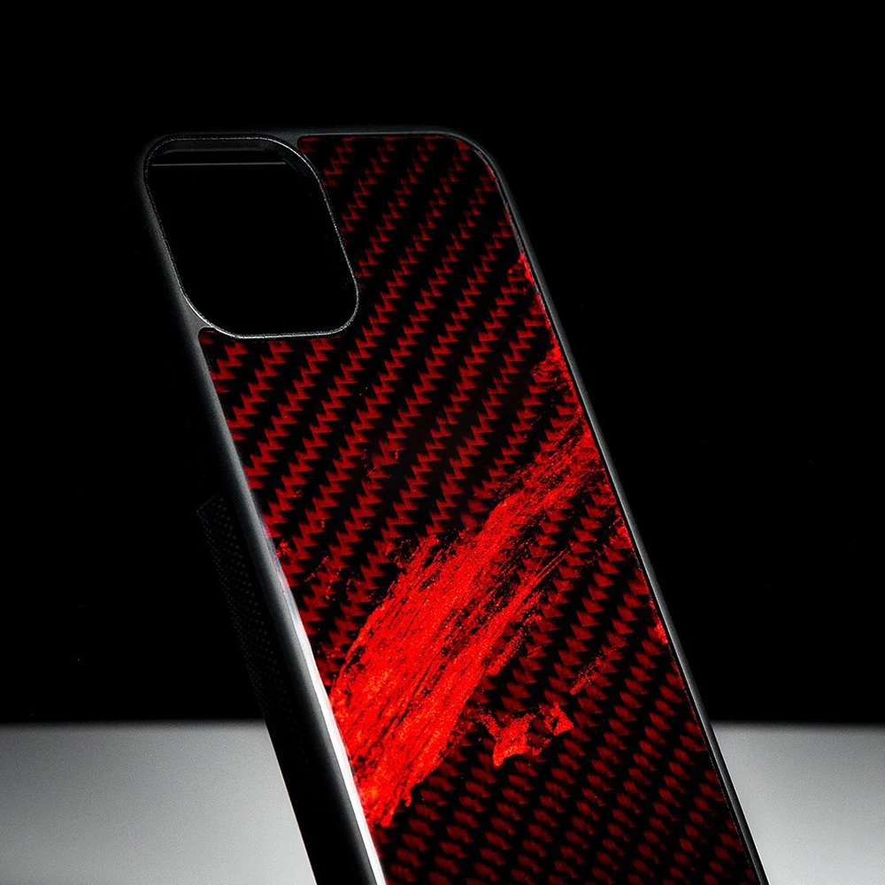 Iphone 7plus/x/xr/xsmax/11pro/11pro max/12/12pro/12pro max/13promax用に設計されたapple iphone11用の本物の赤いカーボンファイバーケース