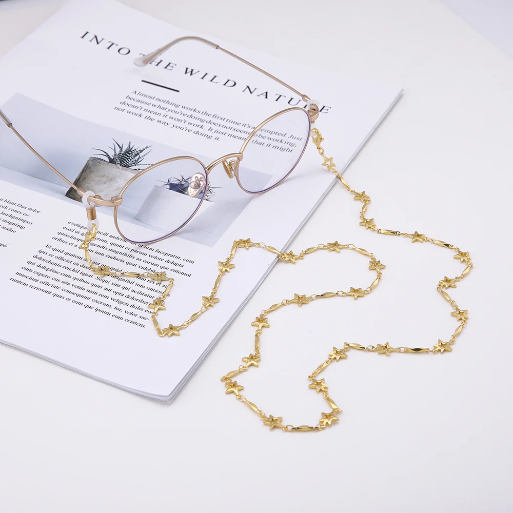 Skyrim Модные полые звезды очки цепь Золотой цвет маска солнцезащитные держатель