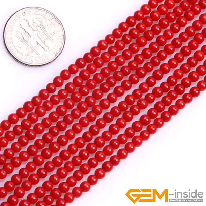 3mm Жемчужные круглые красные коралловые бусины, натуральные белые коралловые бусины, цветные бусины для рукоделия, свободные бусины для изготовления ювелирных изделий, 15 дюймов - Цвет: 3mm