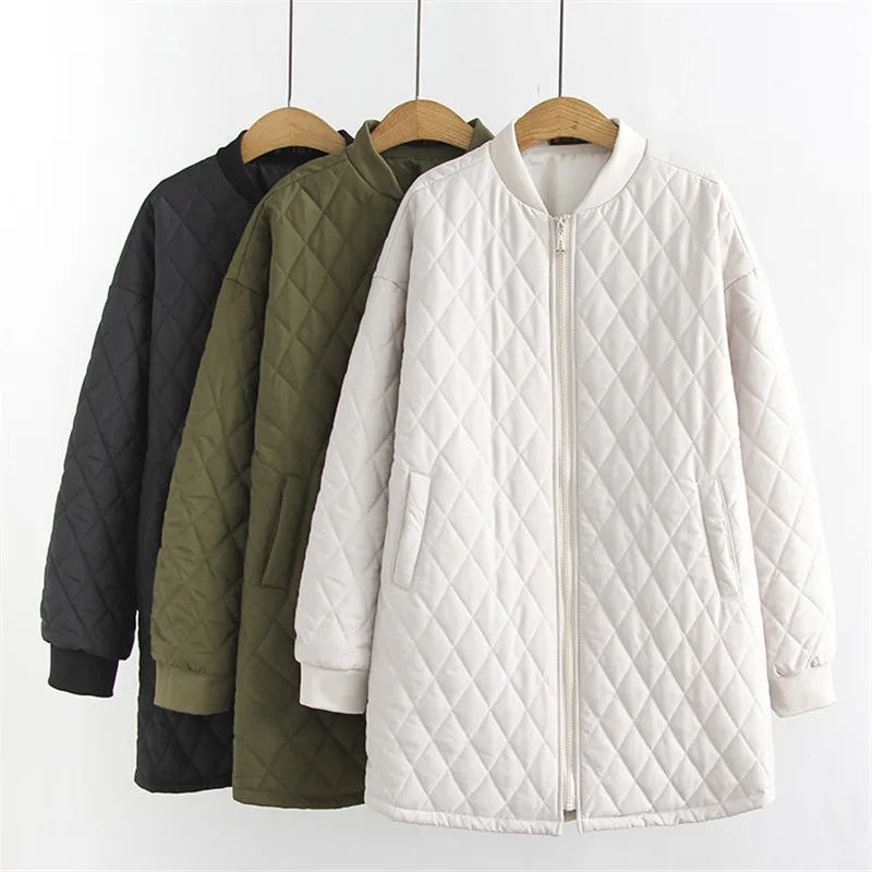 

Oversize Autumn Winter Women Cotton Padded Jacket New Solid Stand Collar Baseball Uniform Loose Warm Cotton Clothing Female Coat