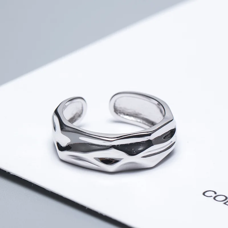 Необычное геометрическое кольцо для женщин 100% Стерлинговое Серебро 925 пробы