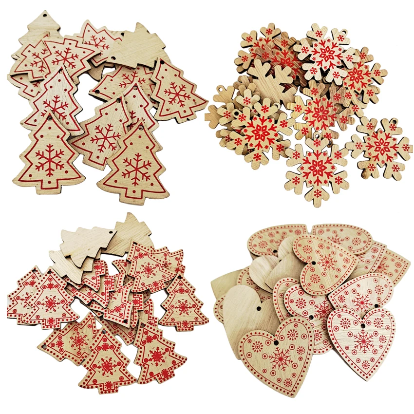 DIY деревянная белая и Красная рождественская елка/сердце/звезда снежинка