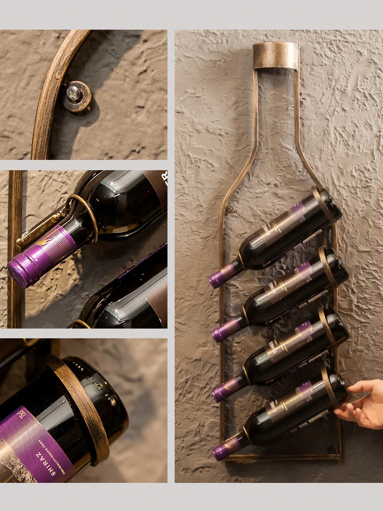 

Space Utilization retro wine rack wall hanging home high temperature baking varnish restaurant Wall pendant wall ornament thicke