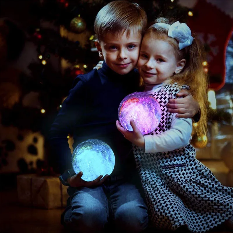 

Moon Lamp Children's Night Light Galaxy Lamp 5.9 inch 16 color LED3D Star-Moon Lamp with wooden stand remote control and touch c