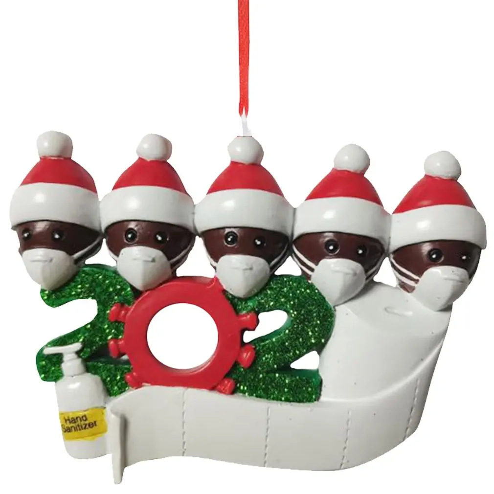 Colgante personalizado de adorno de Navidad, Mini colgante de decoraci&oacute;n de mu&ntilde;eca con m&aacute;scara y sombrero de Navidad-3