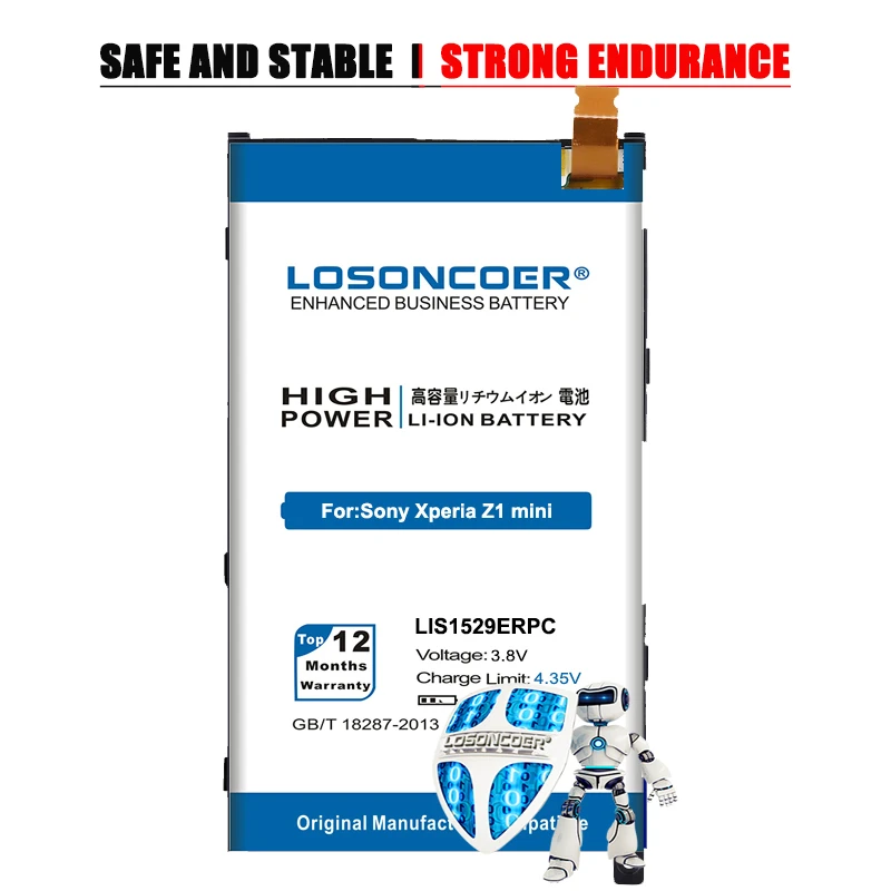 100% Оригинальный LOSONCOER 4000mAh LIS1529ERPC Мобильный телефон Аккумулятор для Sony Xperia Z1 mini