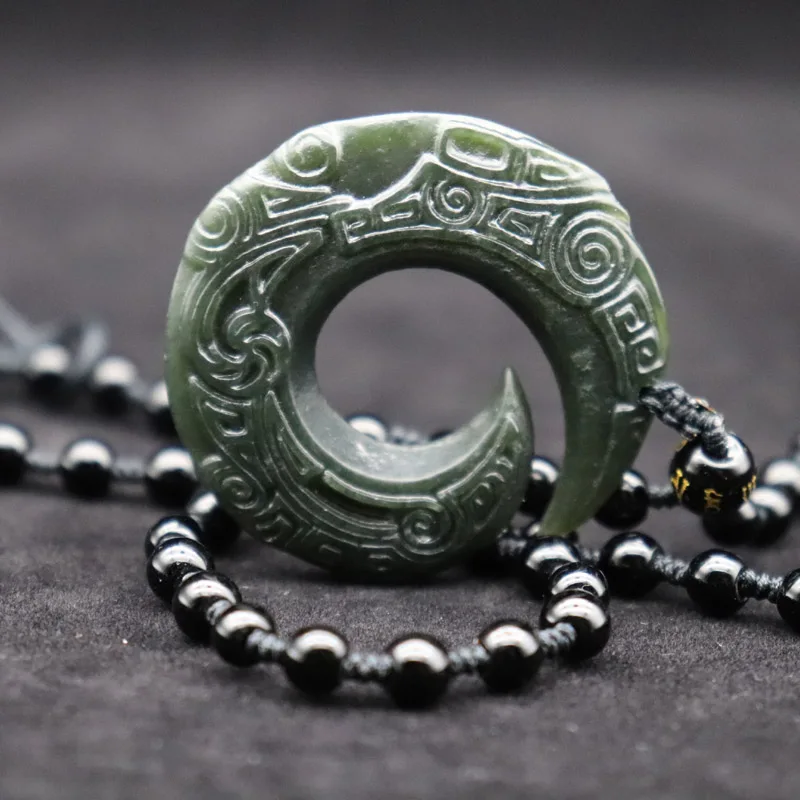 Дропшиппинг натуральный зеленый нефрит из области Хэтянь подвеска-пончик резной