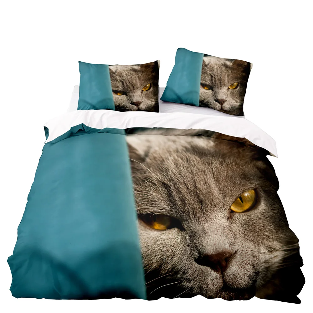 

Domineering Cat Face Pattern Duvet Cover Set With Pillowcase,228x228 Quilt Cover,240×220 Blanket Cover,HD Printing Bedding Set