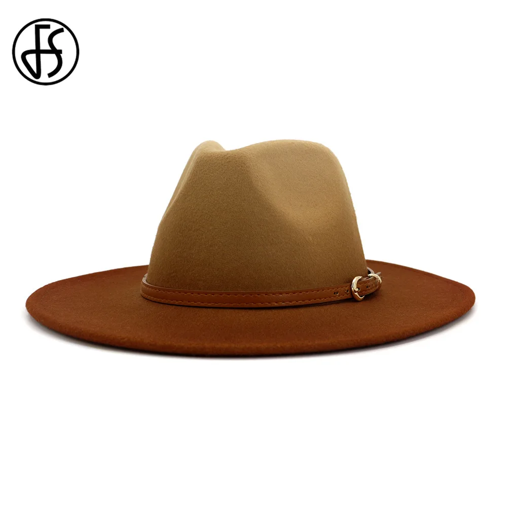 Женская и Мужская шерстяная шляпа FS винтажная с широкими полями из фетра