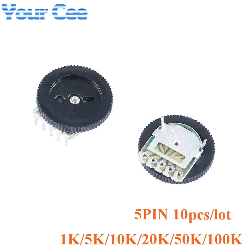 10 шт. Шестеренчатый потенциометр двойной 5pin для радио MP3/MP4 переключатель