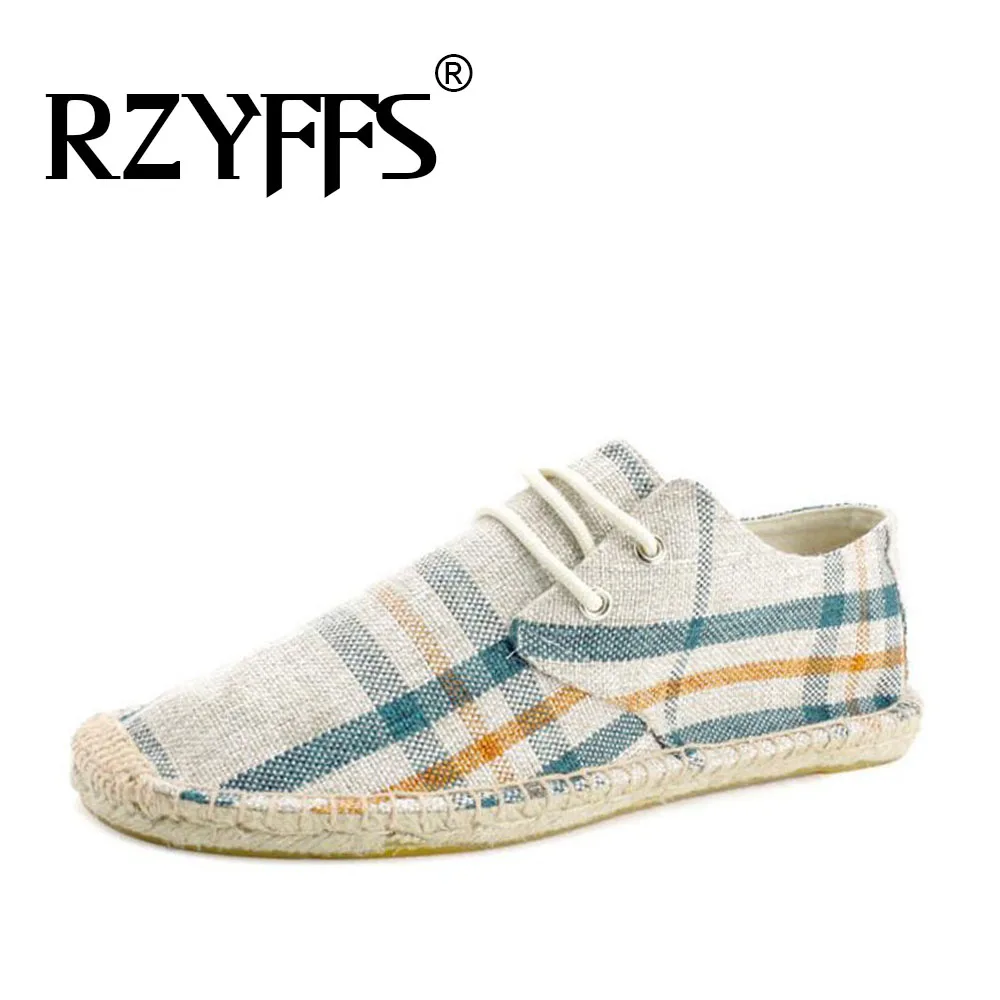 NEW Male nationa style Breathable Lace up casual Canvas Hemp Insole Fisherman Light Shoes Men Espadrille Flats II-13Z | Обувь