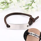 Lemegeton кожаные браслеты для мужчин и женщин, браслет с гравировкой имени, ювелирные изделия в стиле панк, браслет из нержавеющей стали