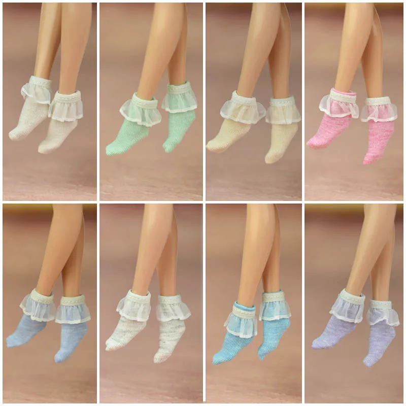 1 пара однотонные короткие носки для куклы Blythe кружевные кукольного домика Blyth Licca
