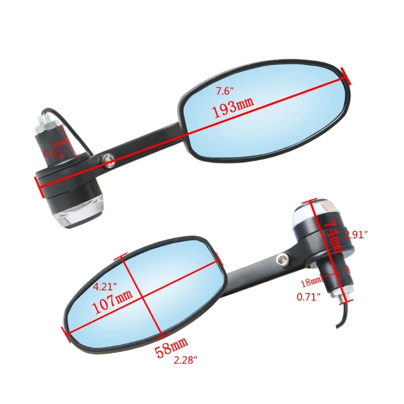 

1pair 22mm 7/8" Universal Motorcycle Handlebar Bar End Mirrors Turn signals