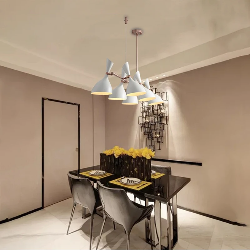 

Modern LED living room dining room adjustable chandelier metal lampshade hotel cafe ceiling chandelier shop lighting