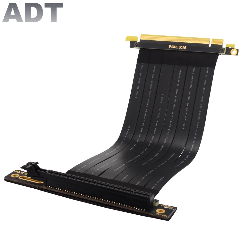 Cabo de Riser de Pcie Extensor de Riser Expresso de 3.0×16 Pci Ângulo Esquerdo Flexível Cabo de Riser de 90 Graus Gup para a Placa Gráfica Vertical Cabos de computador e conectores