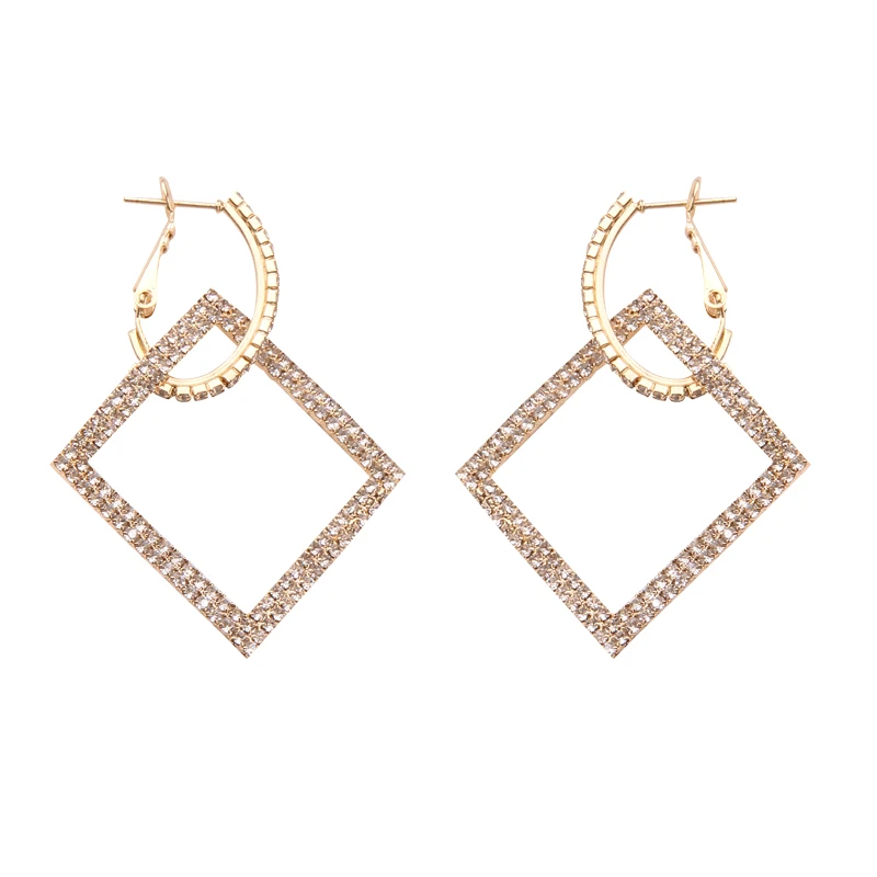 Ins темпераментные серьги ювелирные изделия Корея Геометрические Квадратные