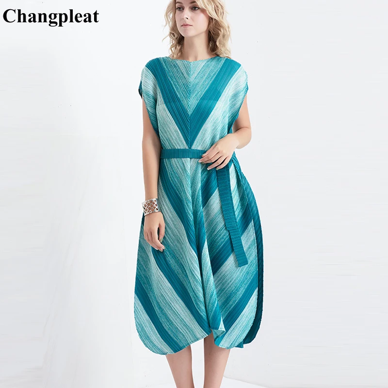 Changpleat 2019 новые женские платья с принтом Miyake плиссированные модные дизайнерские