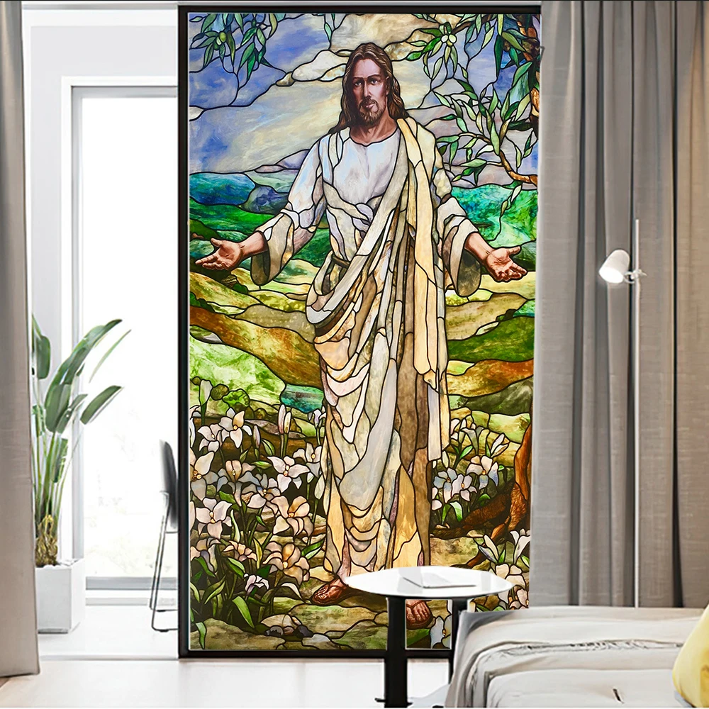 

Church Style Window Film Privacy Glass Sticker UV Blocking Heat Control Window Coverings Window Tint for Homedecor