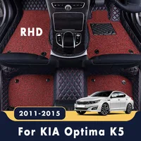 RHD Luxury Double Layer Wire Loop Carpet Car Floor Mats Interior Custom Leather Rugs For KIA Optima K5 2015 2014 2013 2012 2011