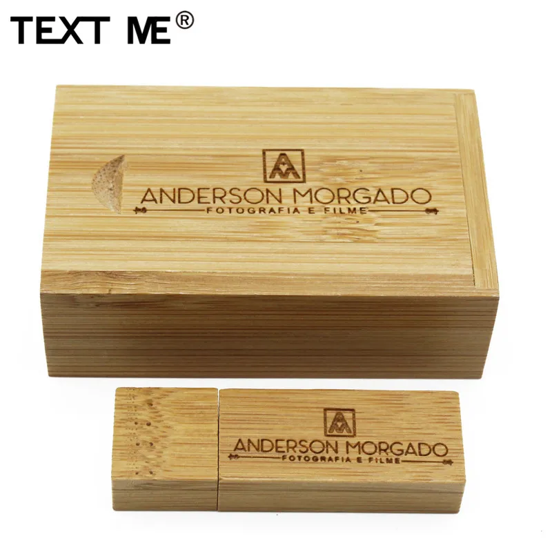Usb флеш накопитель с логотипом TEXT ME Carbonized bamboo walnut wooden + box 4 ГБ 8 16 32 64 usb 2 0 подарок для