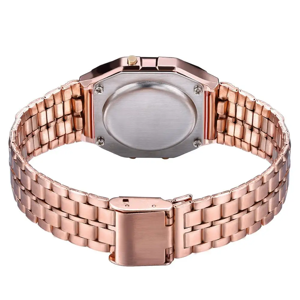 

Luxury Rose Gold Women Digital Watch Ultra-thin Steel LED Electronic Wrist Watch Luminous Clock Ladies Watch Montre Femme
