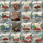 Рождественские украшения, наволочка для диванной подушки, автомобильный принт в виде дерева, хлопковые льняные домашние украшения, наволочки для праздничных подушек, наволочка для дивана