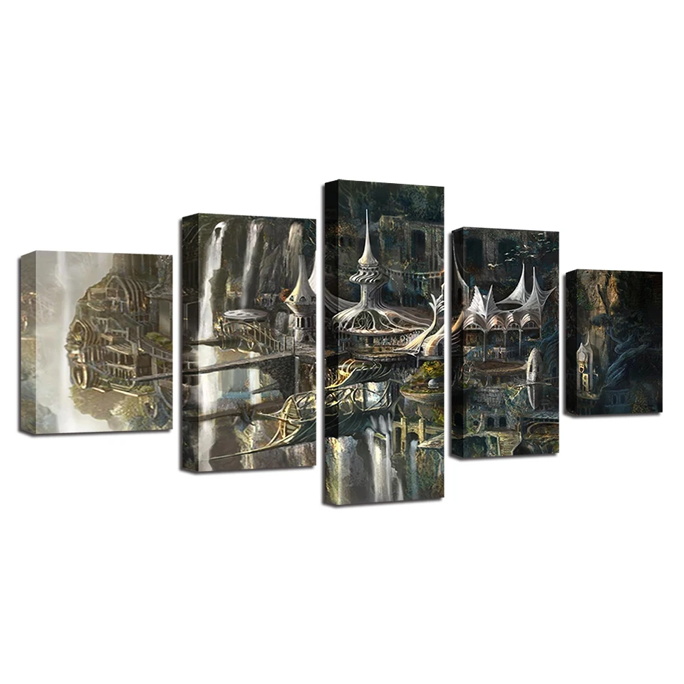 

Poster Canvas Painting Vintage Home Decor 5 Panel Movie Castle Modern Printing Type HD Wall Art Pictures Modular Artwork