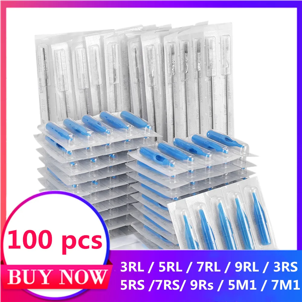 Иглы для татуировок баллончики комплект 100 шт. одноразовые смешанные иглы