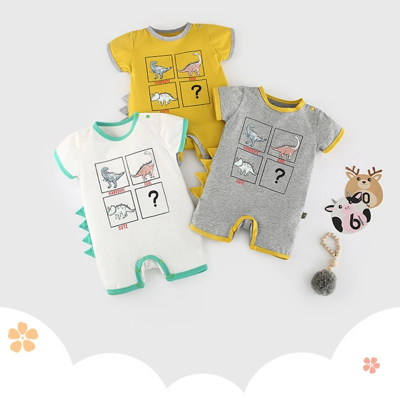 

Летняя одежда для маленьких мальчиков комбинезон с рисунком динозавра Одежда для новорожденных Одежда для мальчиков футболки с короткими ...