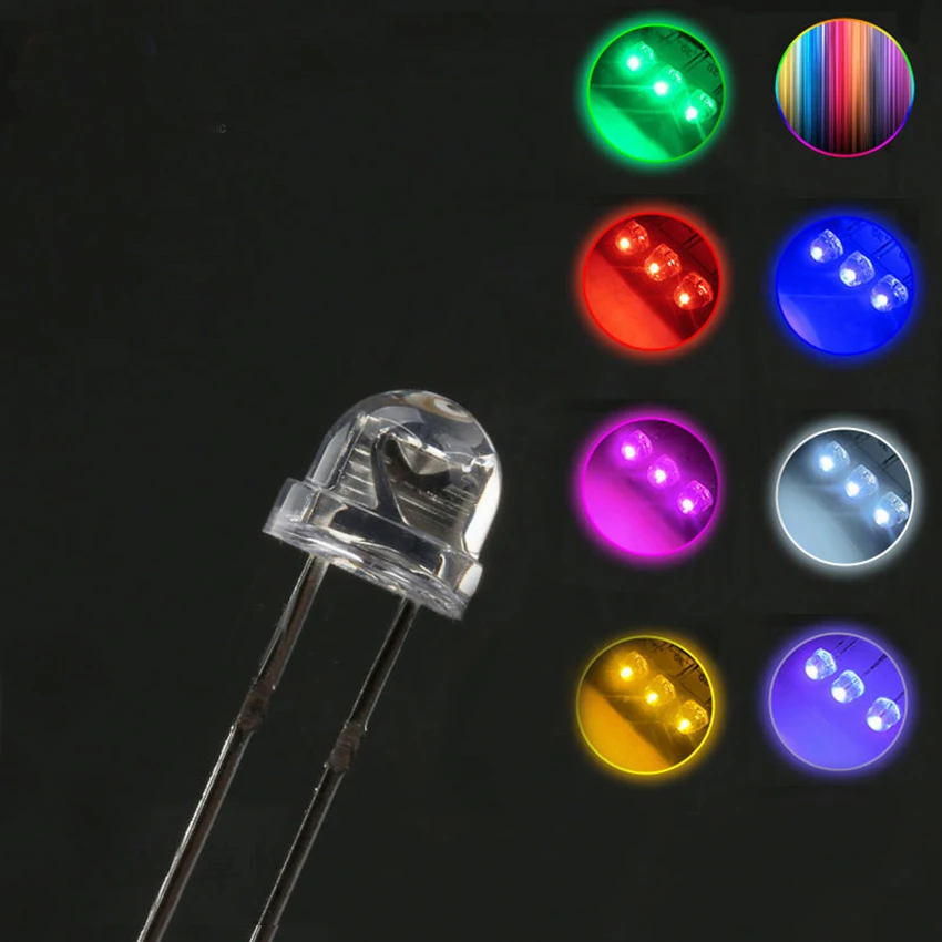 

10 шт. соломенная шляпа 5 мм Ультра яркий светодиодный излучающая Диодная Лампочка 8 цветов RGB красные, синие цвет: желтый, белый светильник ла...