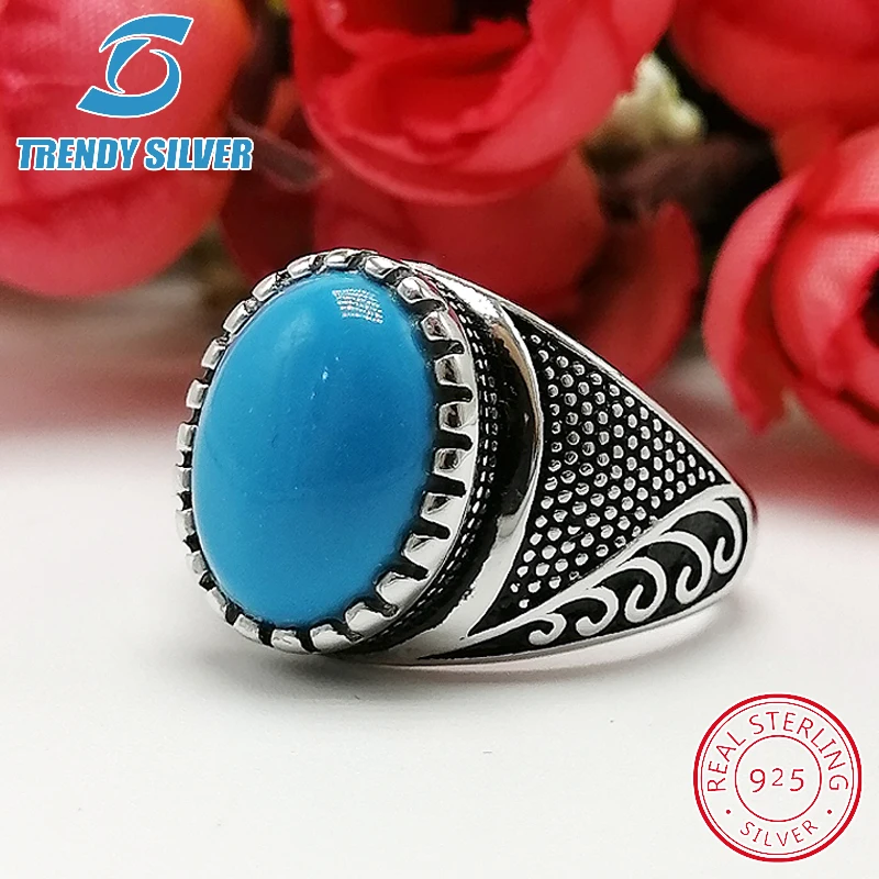 Ювелирные изделия из серебра 925 пробы мужские кольца аксессуары бирюзовый