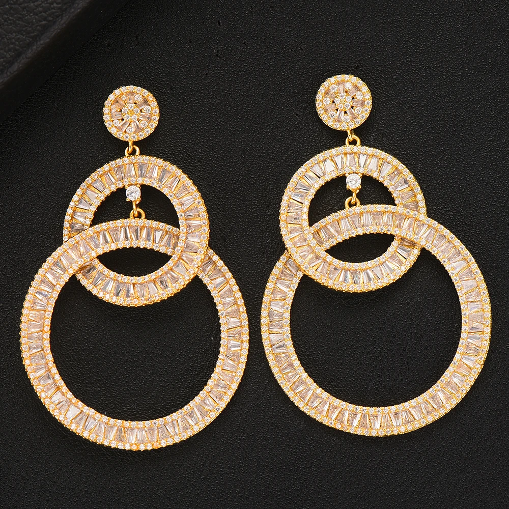 GODKI 2PCS Charms Women Wedding Necklace Earring Sets Jewelry Sets For Women Wedding Brides Full Cubic Zirconia Inlaid Jewelry