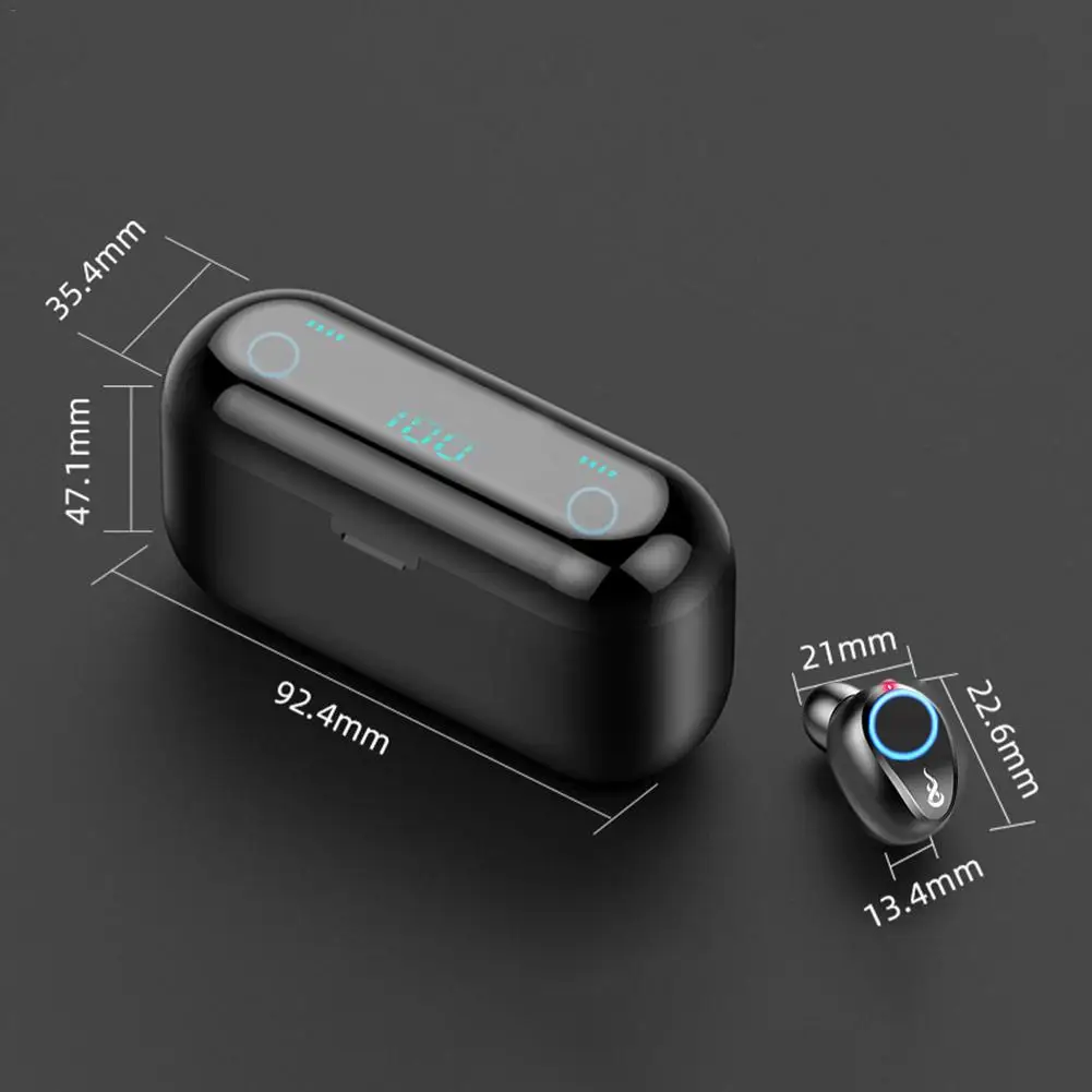 

F9 TWS Breathing Light Digital Display Touch Wireless Stereo Bluetooth 5.0 Charging Bin Mini Invisible Sports Headphones