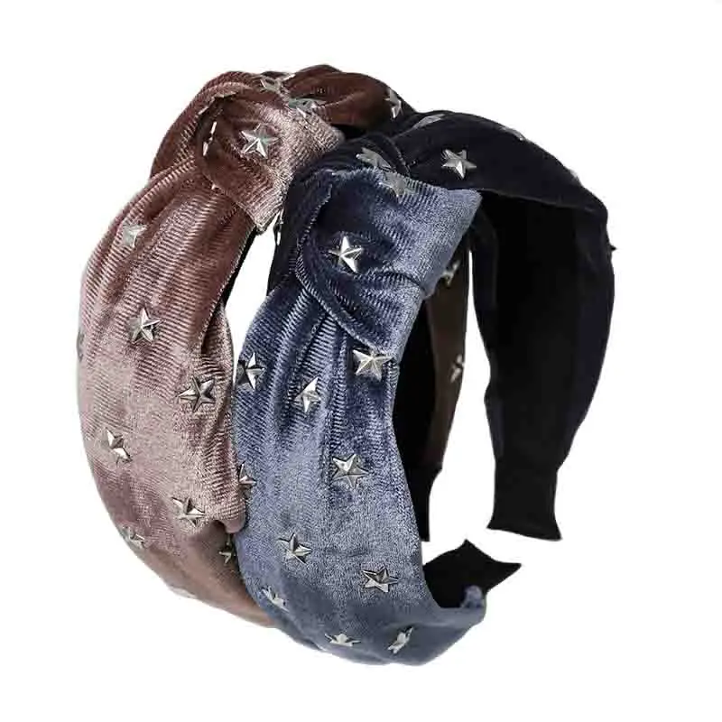 2019 корейская женская бархатная головная повязка со звездами Boho винтажная тюрбан
