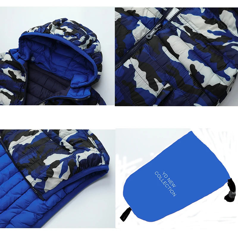 

KOCMOC Boys Double Side Down Jacket Detachable Cap Outerwear Warm Kids Cotton Coats For Age 10-18 Years Old 88221