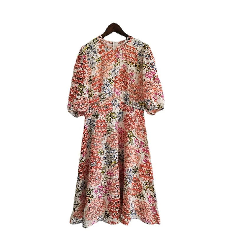 

Женское платье, повседневное, весеннее, модное, контрастное, с водорастворимым цветочным принтом, ажурное, с круглым вырезом, ТРАПЕЦИЕВИДНО...