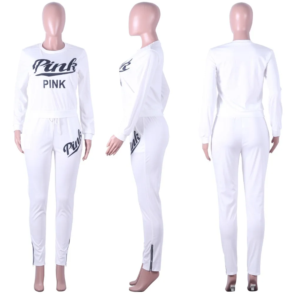 Женский розовый костюм с буквенным принтом комплект из 2 предметов: толстовка +