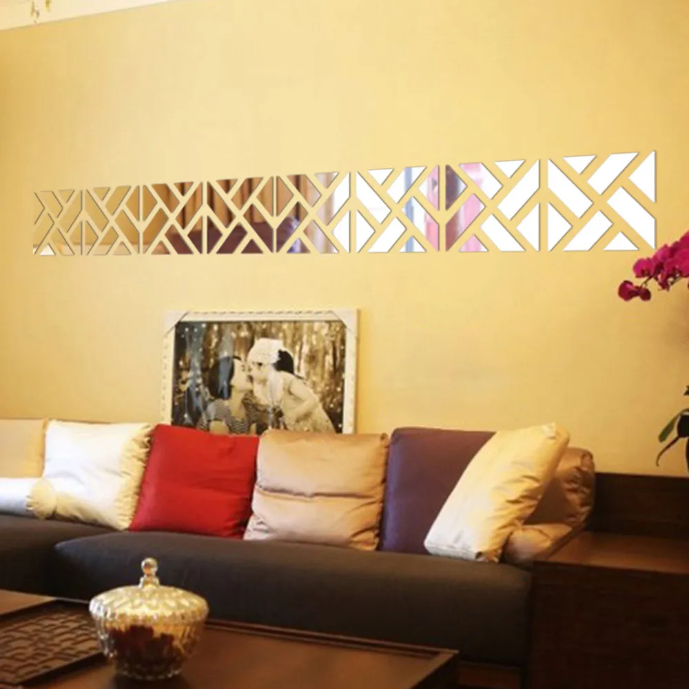 3D зеркальная акриловая Наклейка на стену 32 шт. Виниловая наклейка сделай сам