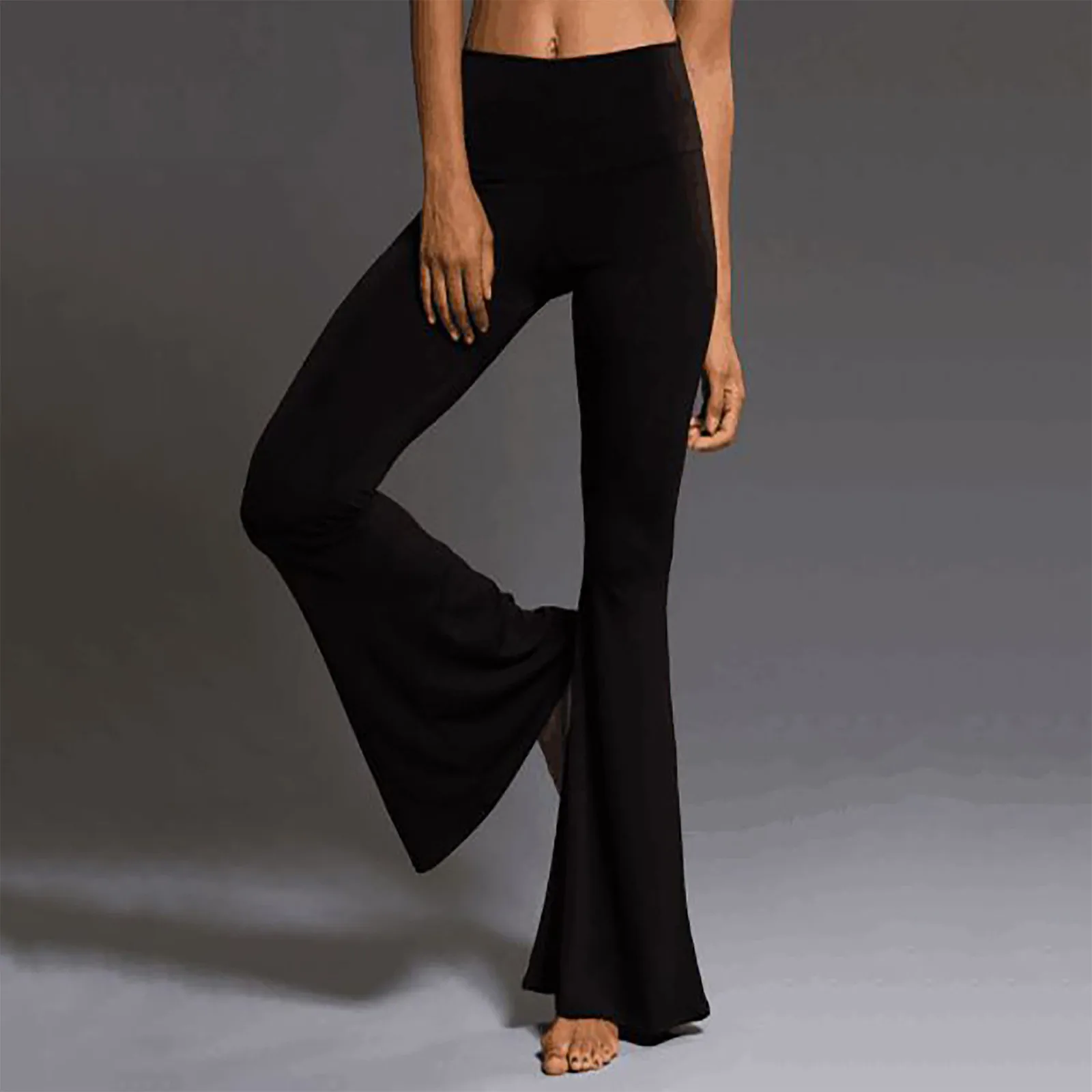 

Women Sexy High Waist Bodycon Bell Bottom Pants Black Flare Pants Female Party Skinny Long Wide Leg Pants Ladies Yo-ga Pants New