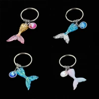 sea mermaid key chain gradient fish tail fish scale surface key chain pendant women jewelry pendant keyring
