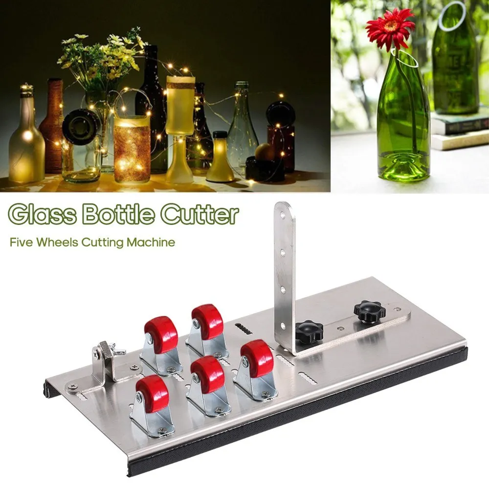Stainless Steel Glass Bottle Cutter DIY Tool Wine Beer Bottles Cutting Tool with Five Wheels Cutting Machine